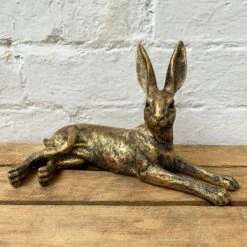 Darthome Limited Resin Gold Lying Hare Sculpture 24cm
