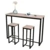 Darthome Limited Wooden Top Breakfast Bar Table & 2x Tall Stools Kitchen Set