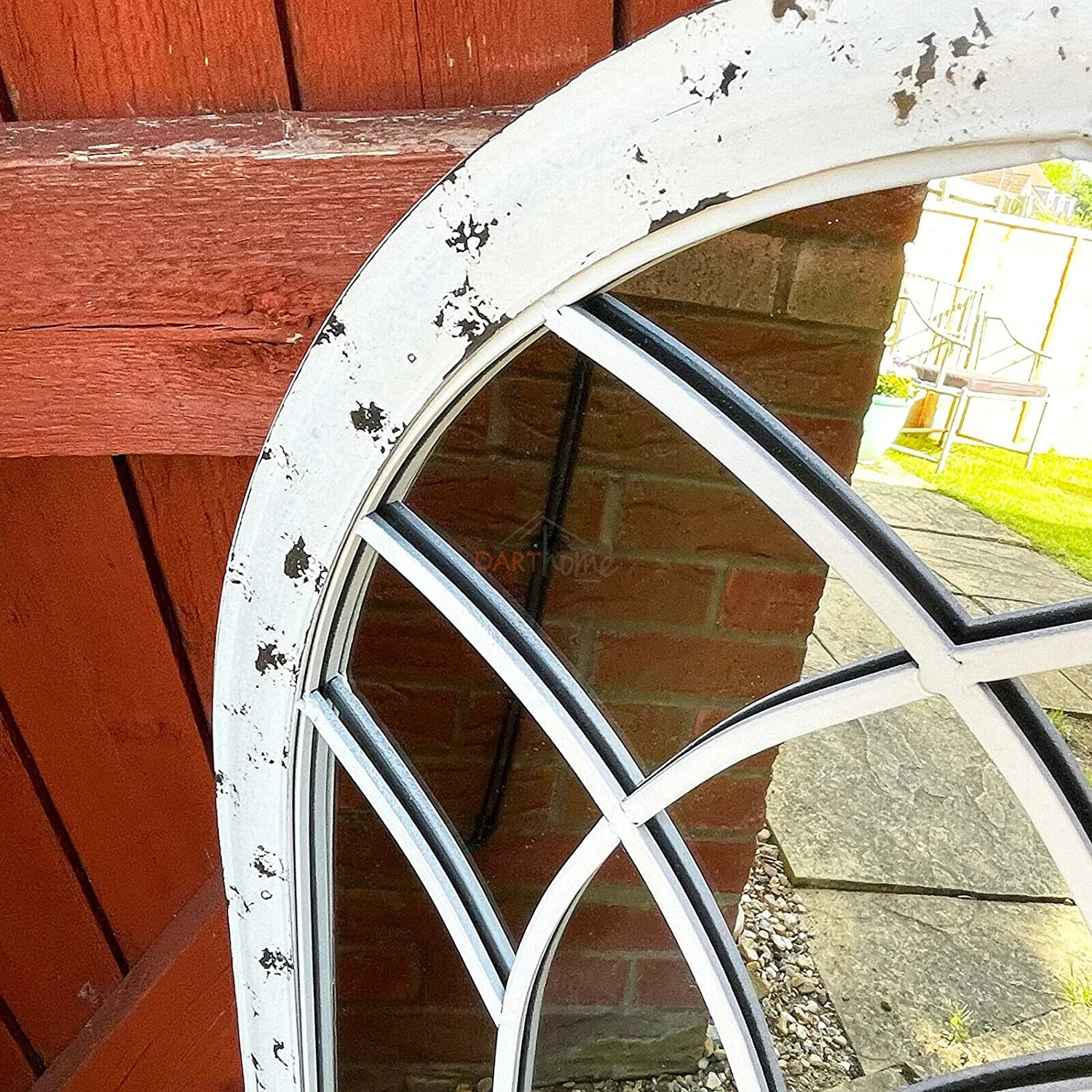 Darthome Limited Distressed White Arched Garden Mirror 3 Darthome Limited Distressed White Arched Garden Mirror - Image 3