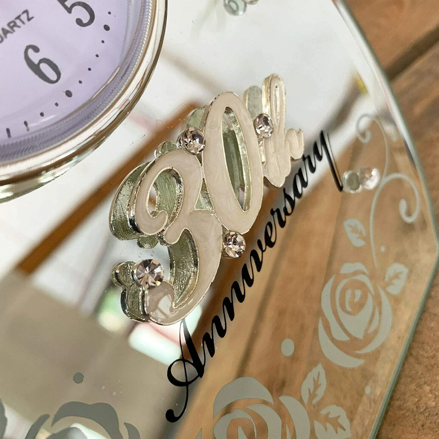 Darthome Limited 30th Pearl Wedding Anniversary Mirrored Clock 2 Darthome Limited 30th Pearl Wedding Anniversary Mirrored Clock - Image 2