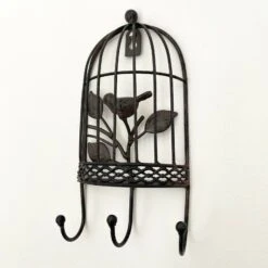 Darthome Limited Cast Iron Bird Cage Triple Wall Coat Hooks 25cm CLEARANCE