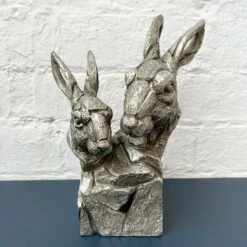 Darthome Limited Silver Hare Pair Bust Sculpture