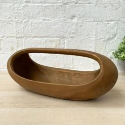 Darthome Limited Teak Root Wood Smooth Long Trug Fruit Bowl 40cm