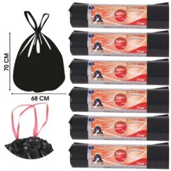 Darthome Limited 60x 50L Black Dustbin Liner Drawstring Bin Bags