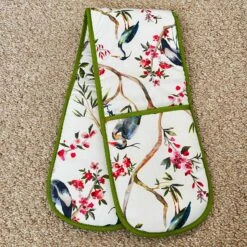 Darthome Limited Oriental Birds Cotton Tea Towel & Double Oven Glove Kitchen Set