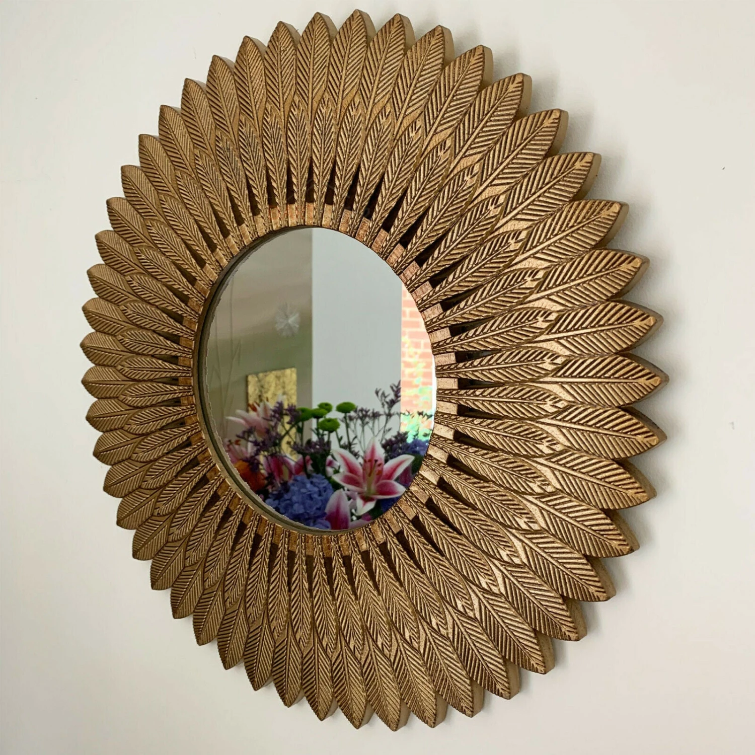 Darthome Limited Large Gold Feather Wall Mirror 50cm 1 Darthome Limited Large Gold Feather Wall Mirror 50cm