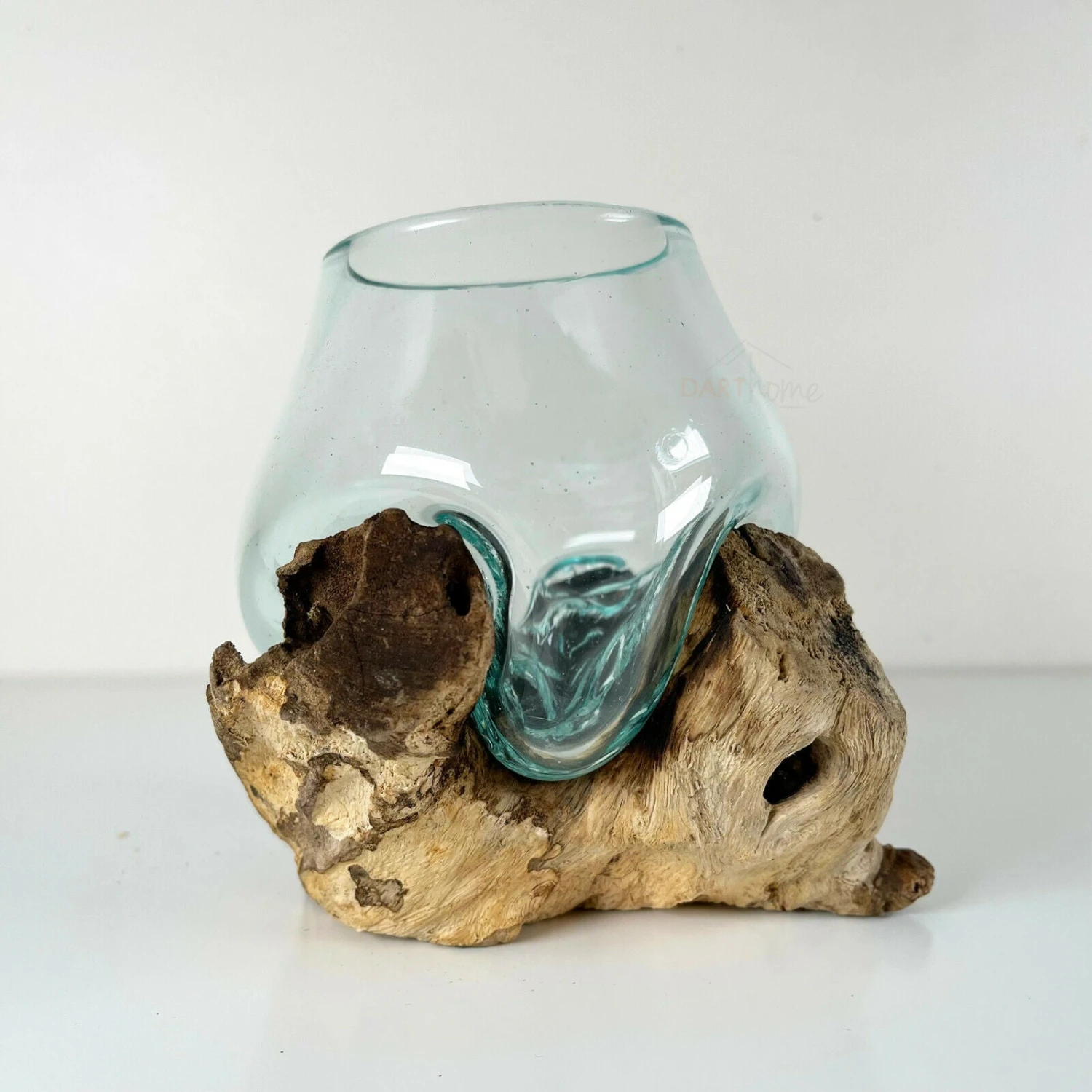 Darthome Limited Molten Glass Bowl With Teak Root Wood Stand 3 Darthome Limited Molten Glass Bowl With Teak Root Wood Stand - Image 3