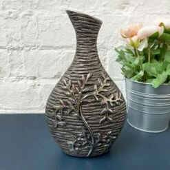 Darthome Limited Gun Metal Leaf Vase