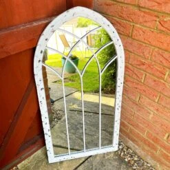 Darthome Limited Distressed White Arched Garden Mirror