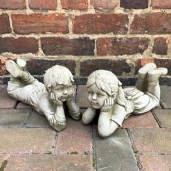 Darthome Limited Stone Lying Daydream Boy & Girl Garden Sculptures 4.5kg