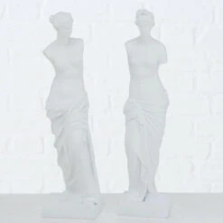 Darthome Limited Set Of 2 Ancient White Stone Standing Venus Statue 30cm