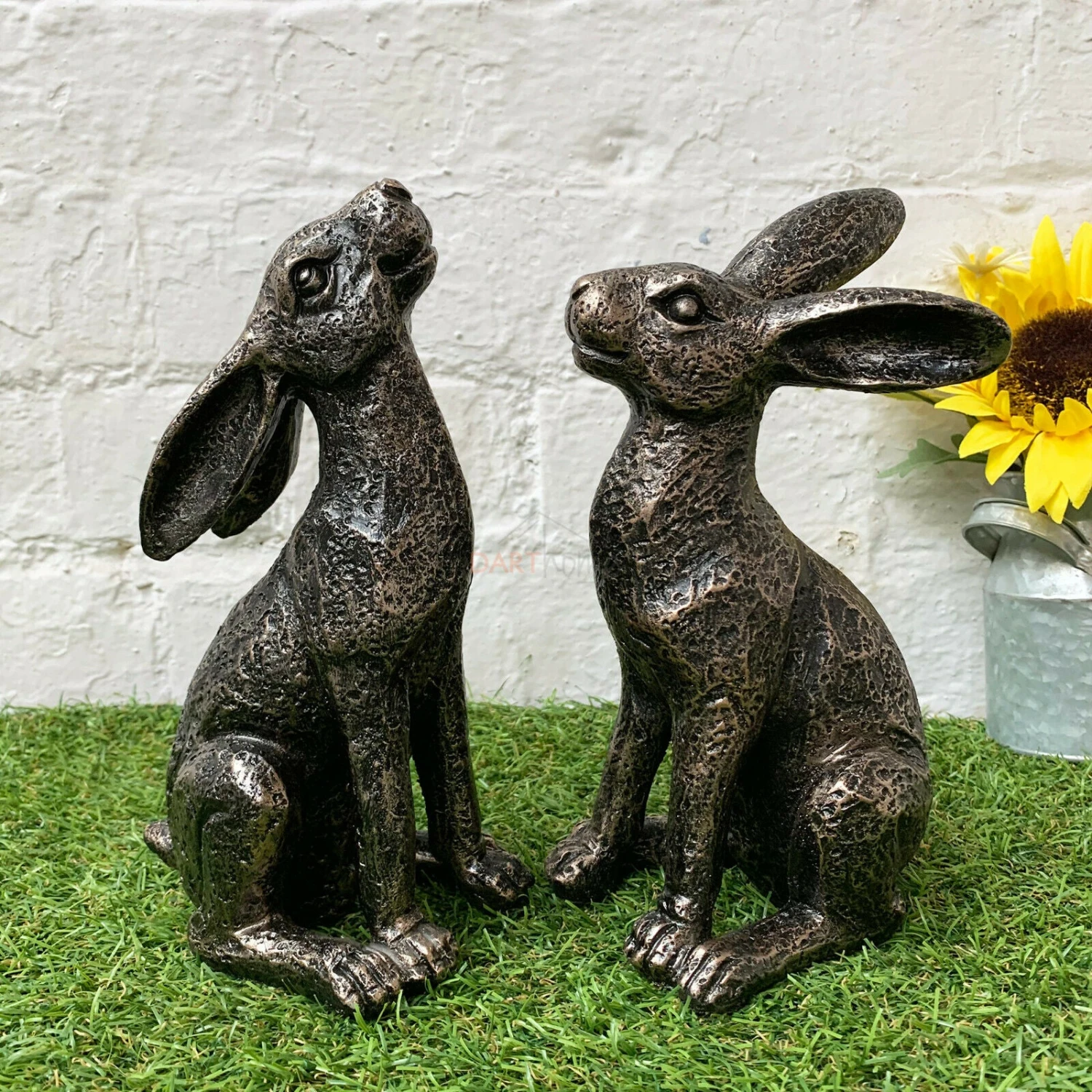 Medium Bronze Resin Sitting Hare Garden Statues 23cm 1 Medium Bronze Resin Sitting Hare Garden Statues 23cm