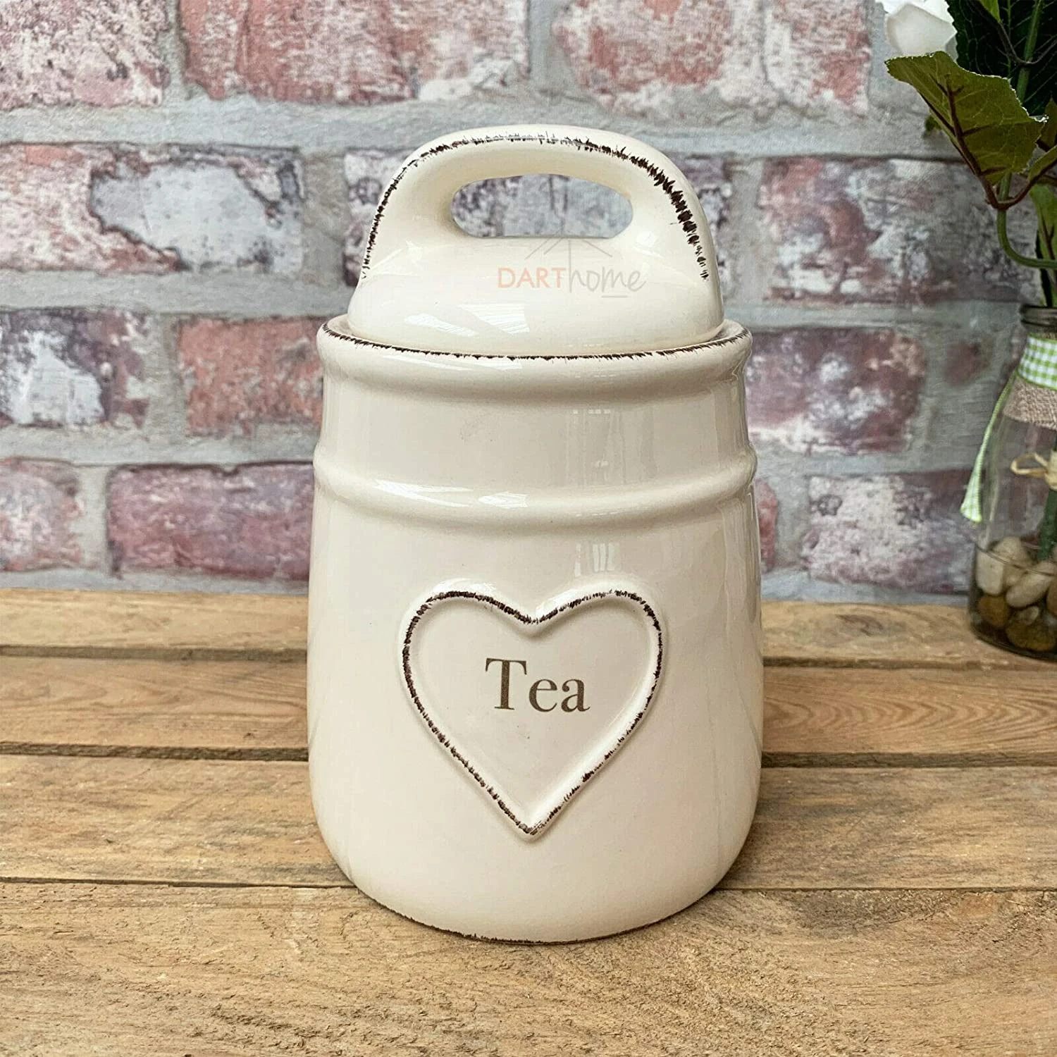 Darthome Limited Love Heart Ceramic Tea Coffee Sugar Canisters Set 2 Darthome Limited Love Heart Ceramic Tea Coffee Sugar Canisters Set - Image 2