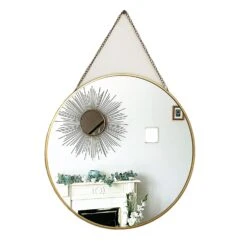 Gold Chain Hanging Round Wall Mirror -Decor Garden Shop 24copy