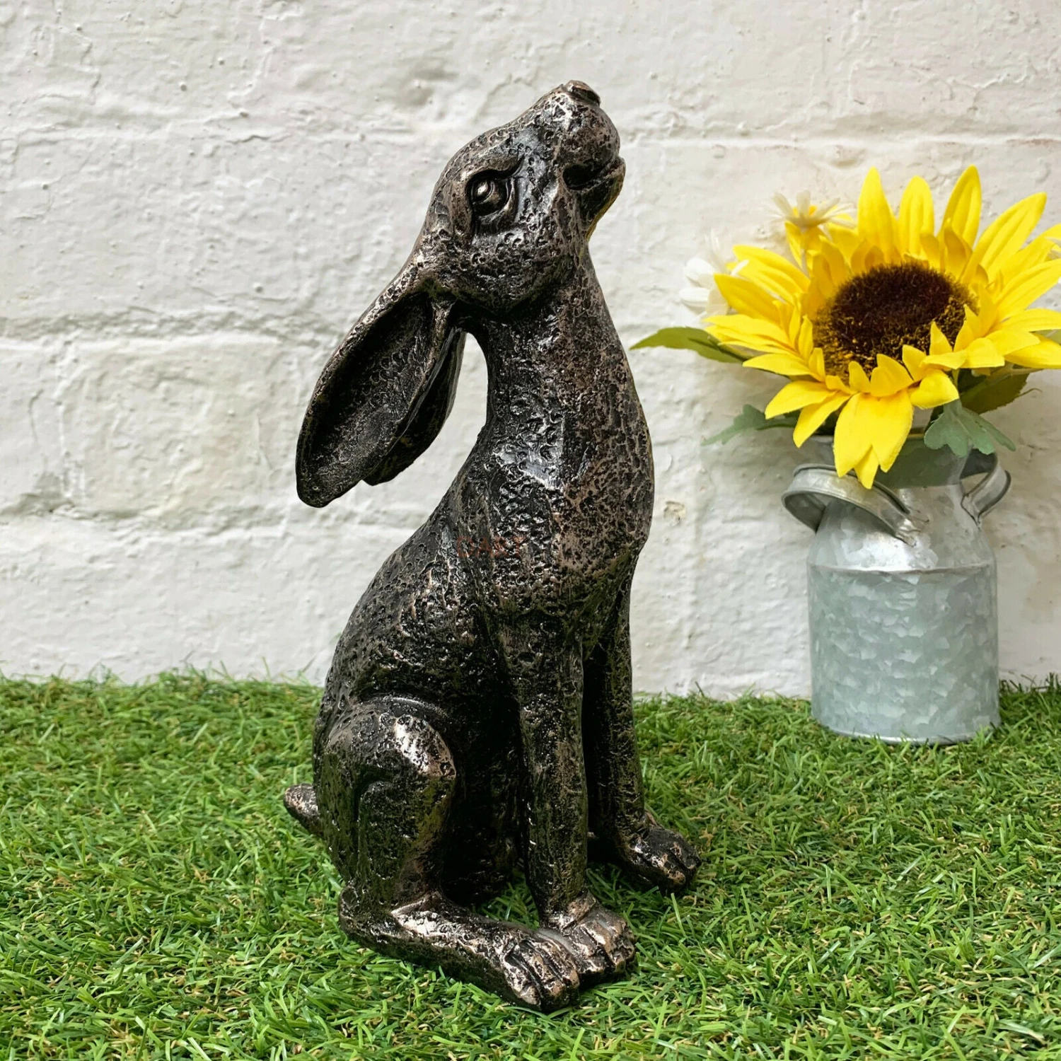 Medium Bronze Resin Sitting Hare Garden Statues 23cm 2 Medium Bronze Resin Sitting Hare Garden Statues 23cm - Image 2