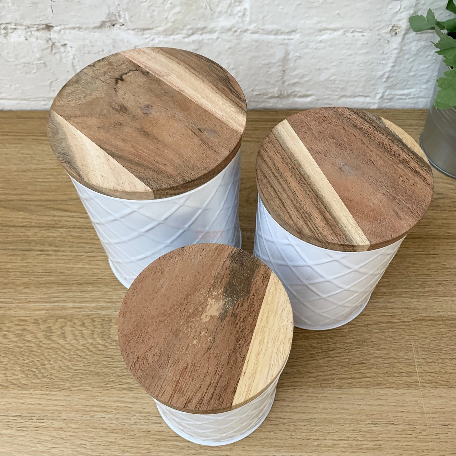 Darthome Limited Set Of 3 Embossed White Storage Jars 2 Darthome Limited Set Of 3 Embossed White Storage Jars - Image 2