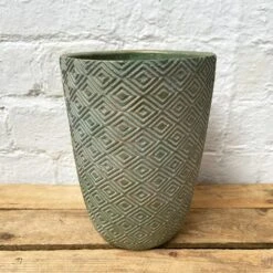 Darthome Limited Cement Tall Diamond Plant Pot 20cm - Green & Gold