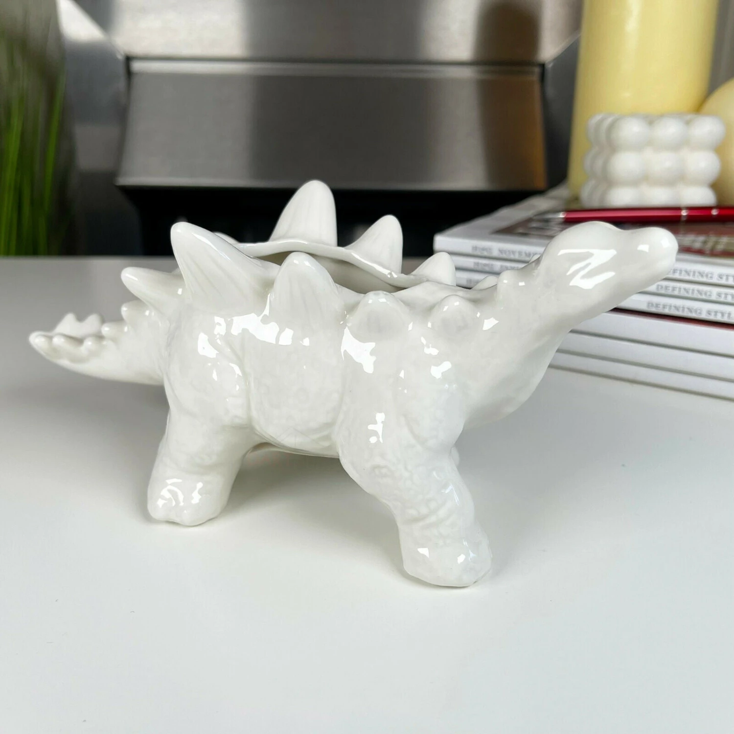 Darthome Limited White Ceramic Stegosaurus Dinosaur Planter 1 Darthome Limited White Ceramic Stegosaurus Dinosaur Planter