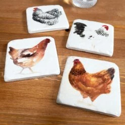 Darthome Limited Set Of 4 Ceramic Chicken Coasters