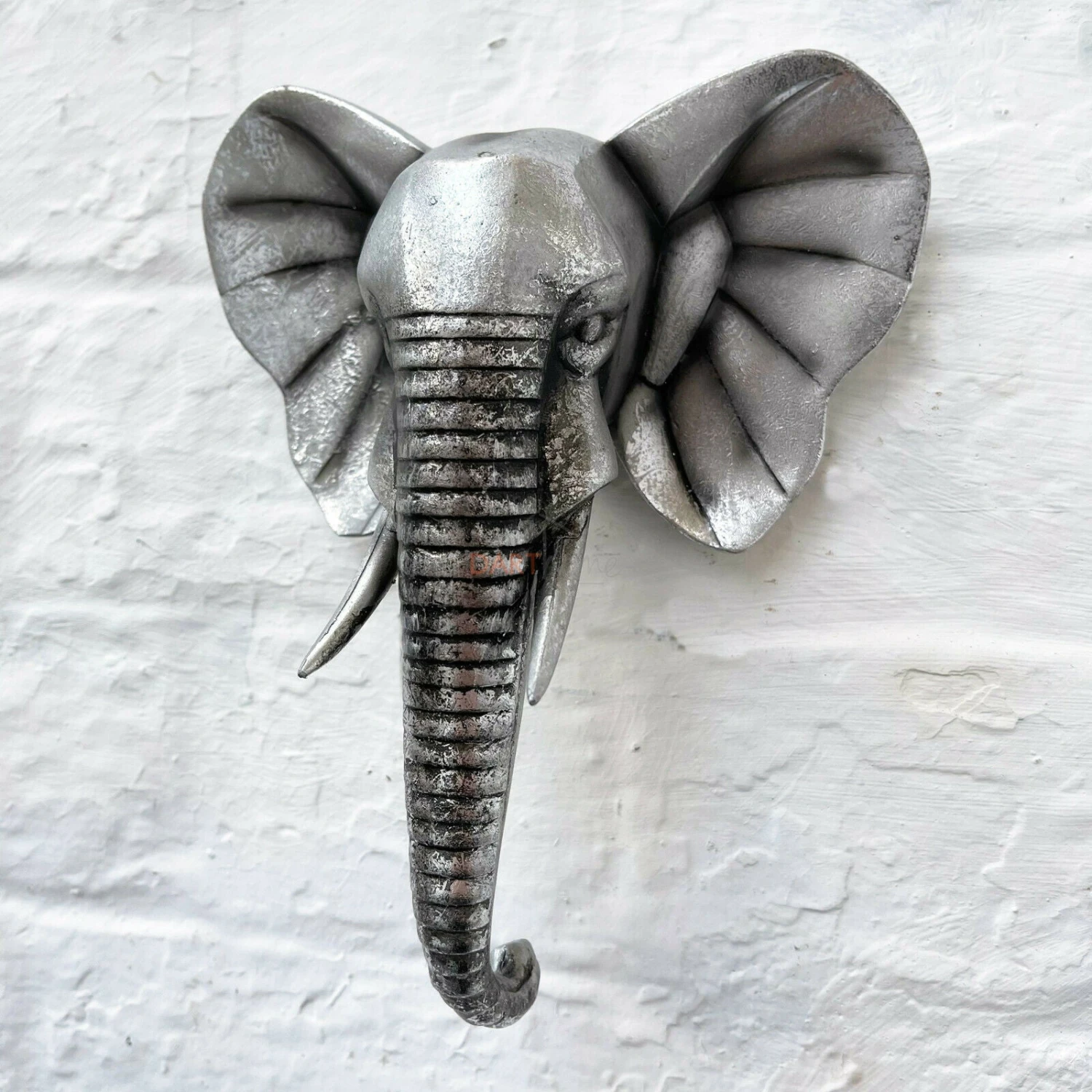 Darthome Limited Silver Resin Elephant Bust Wall Ornament 21cm 1 Darthome Limited Silver Resin Elephant Bust Wall Ornament 21cm