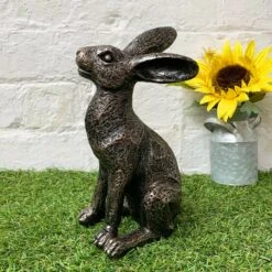 Medium Bronze Resin Sitting Hare Garden Statues 23cm -Decor Garden Shop 8 9a5f4dc7 5f88 4518 8523 837657b7f203 1