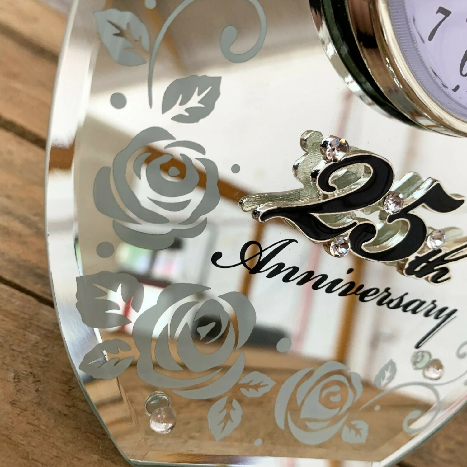 Darthome Limited 25th Silver Wedding Anniversary Mirrored Clock 3 Darthome Limited 25th Silver Wedding Anniversary Mirrored Clock - Image 3
