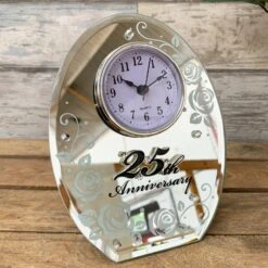 Darthome Limited 25th Silver Wedding Anniversary Mirrored Clock