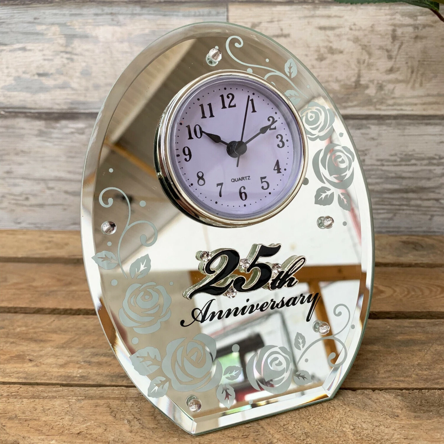 Darthome Limited 25th Silver Wedding Anniversary Mirrored Clock 1 Darthome Limited 25th Silver Wedding Anniversary Mirrored Clock