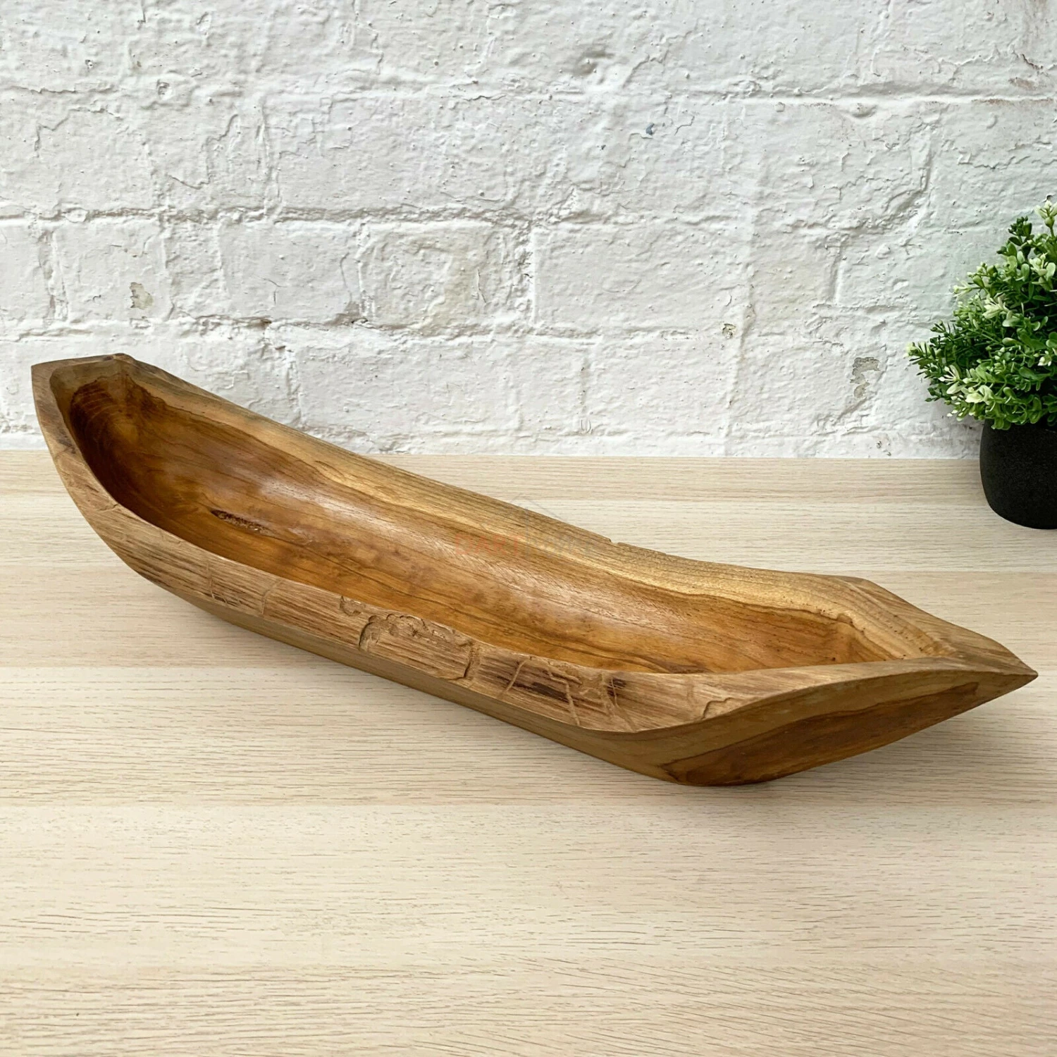 Darthome Limited Teak Root Wood Long Boat Bowl 60cm 1 Darthome Limited Teak Root Wood Long Boat Bowl 60cm