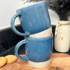 Darthome Limited 320ml Blue Reactive Glaze Mugs Set Of 2