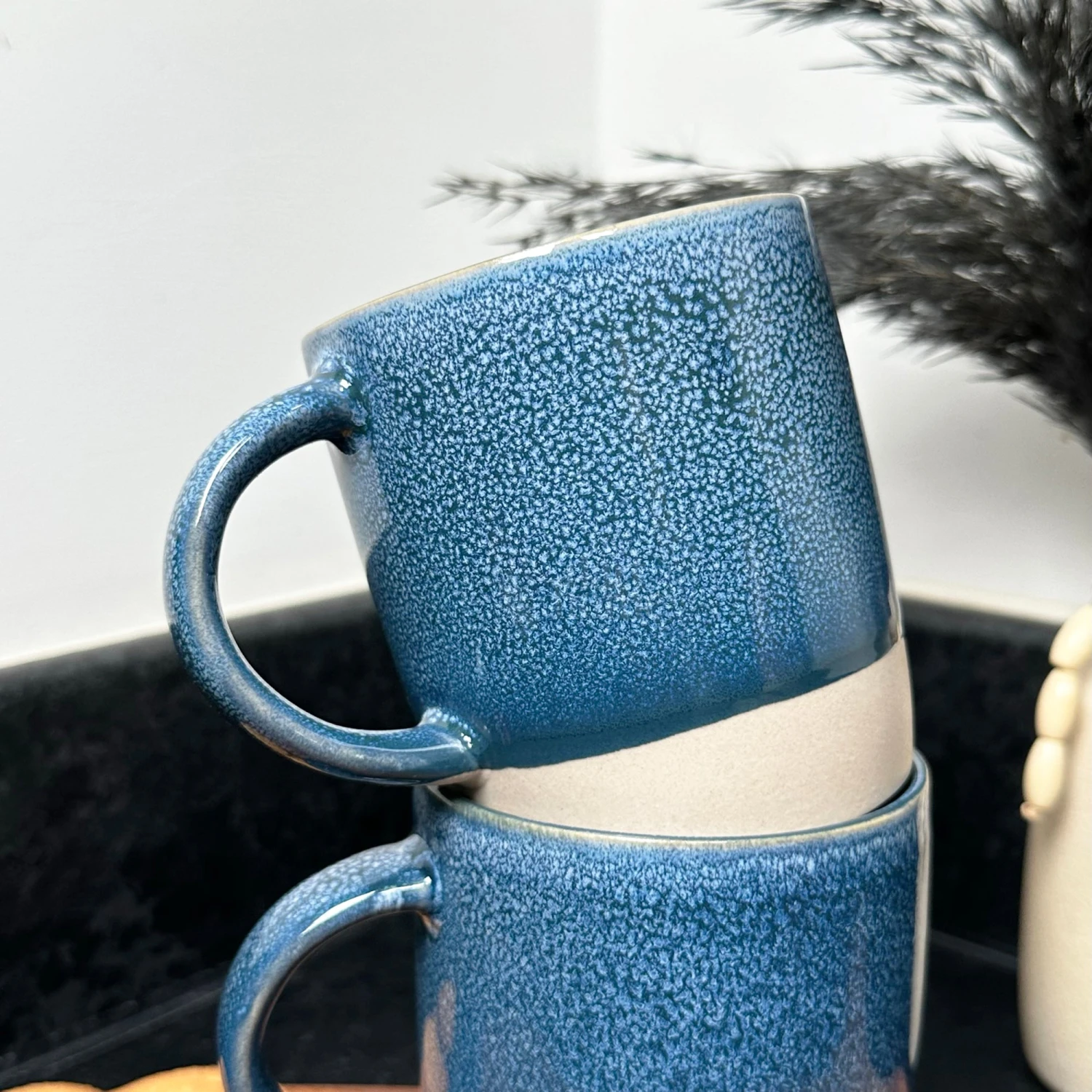 Darthome Limited 320ml Blue Reactive Glaze Mugs Set Of 2 4 Darthome Limited 320ml Blue Reactive Glaze Mugs Set Of 2 - Image 4