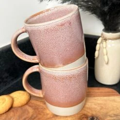 Darthome Limited 320ml Pink Reactive Glaze Mugs Set Of 2