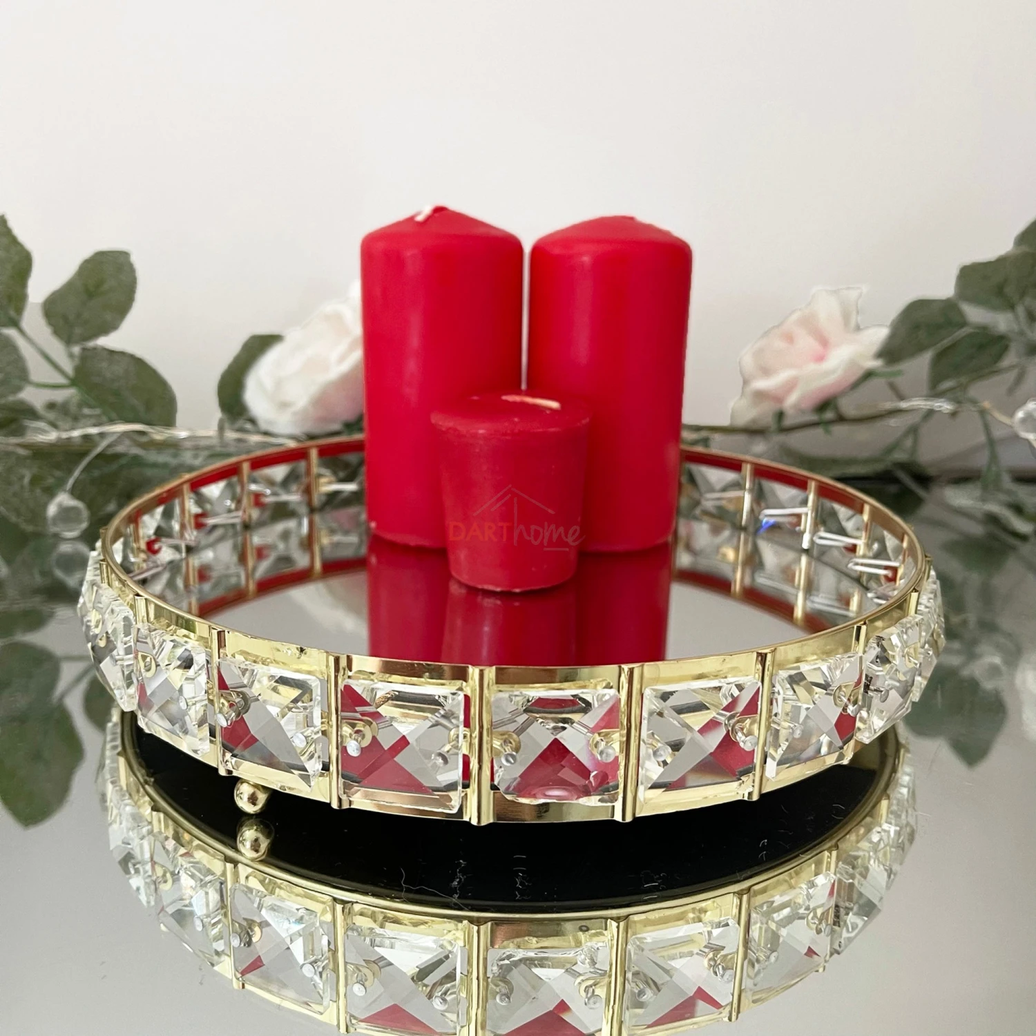 Darthome Limited Gold Crystal Mirrored Candle Plate 1 Darthome Limited Gold Crystal Mirrored Candle Plate