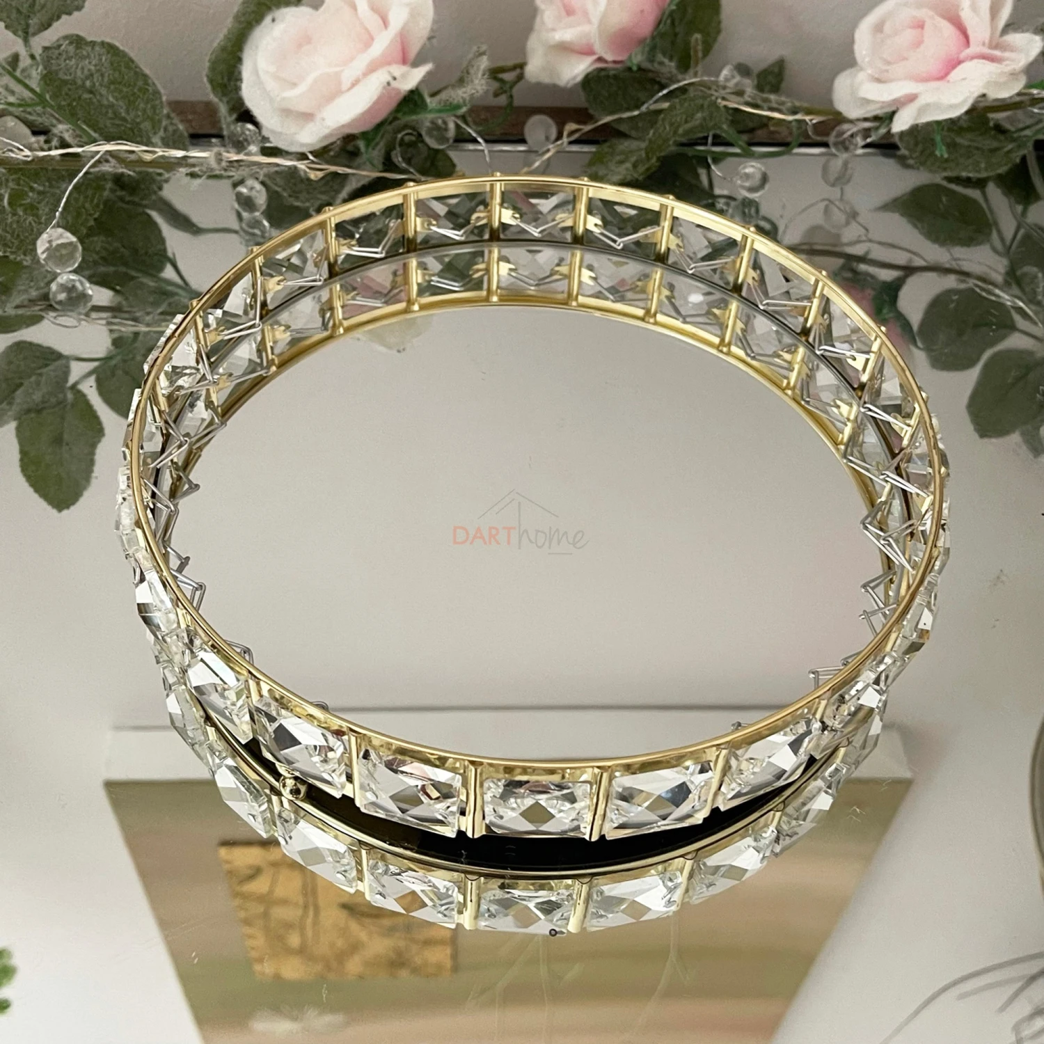 Darthome Limited Gold Crystal Mirrored Candle Plate 4 Darthome Limited Gold Crystal Mirrored Candle Plate - Image 4