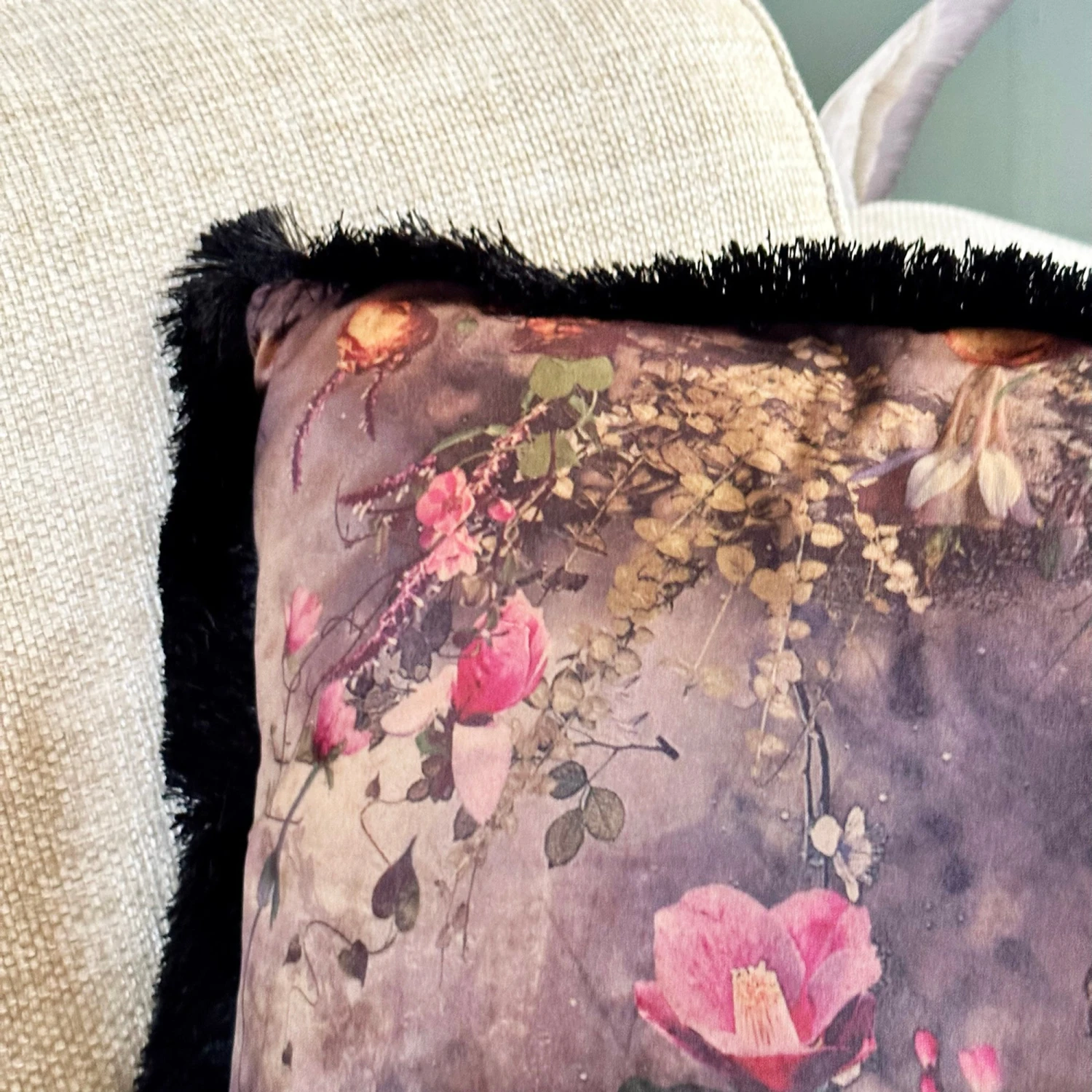 Darthome Limited Fringed Boho Floral Velvet Cushion 2 Darthome Limited Fringed Boho Floral Velvet Cushion - Image 2