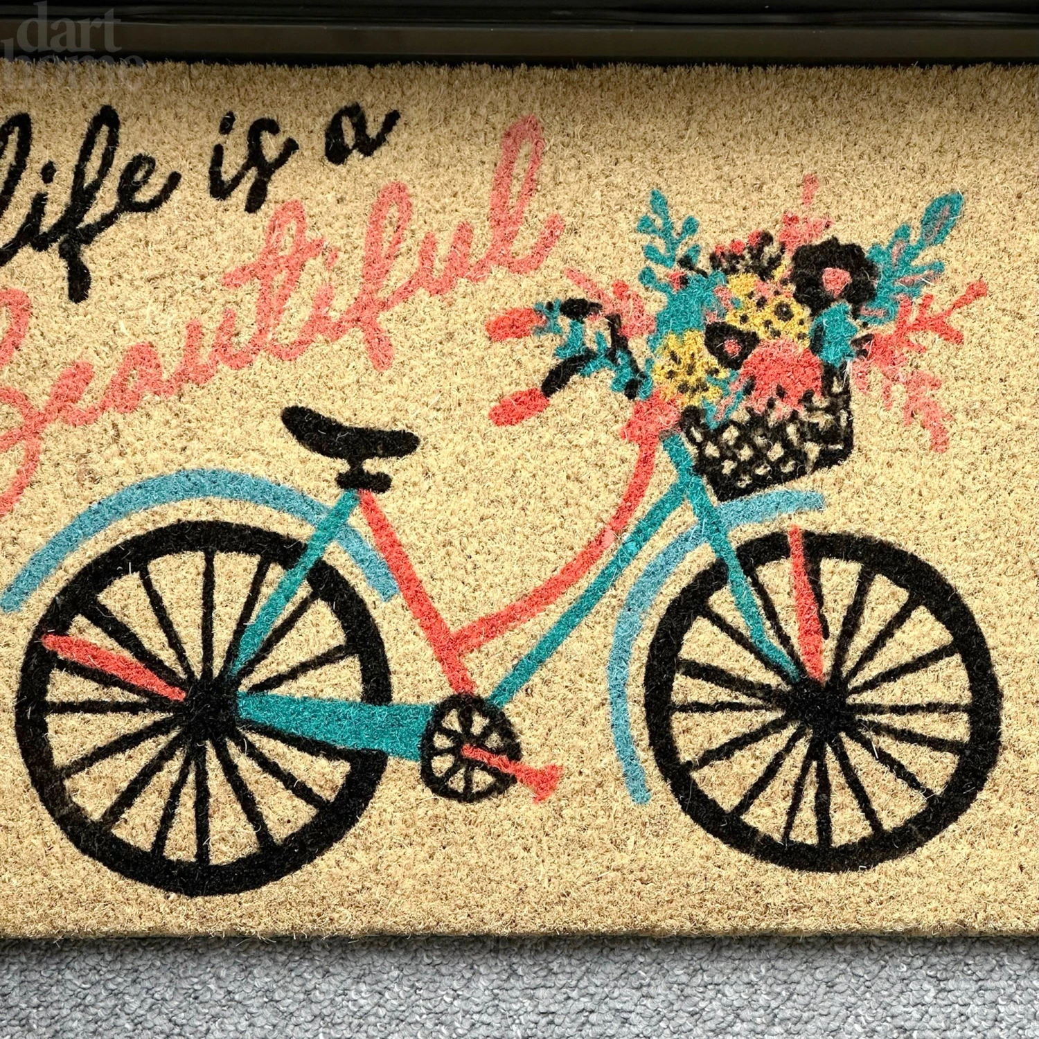 Darthome Limited Life Is Beautiful Script Bicycle Coir Door Mat 2 Darthome Limited Life Is Beautiful Script Bicycle Coir Door Mat - Image 2