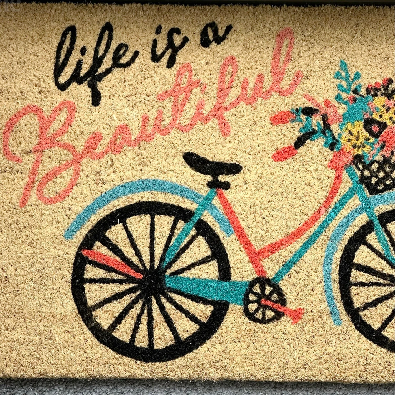 Darthome Limited Life Is Beautiful Script Bicycle Coir Door Mat 3 Darthome Limited Life Is Beautiful Script Bicycle Coir Door Mat - Image 3