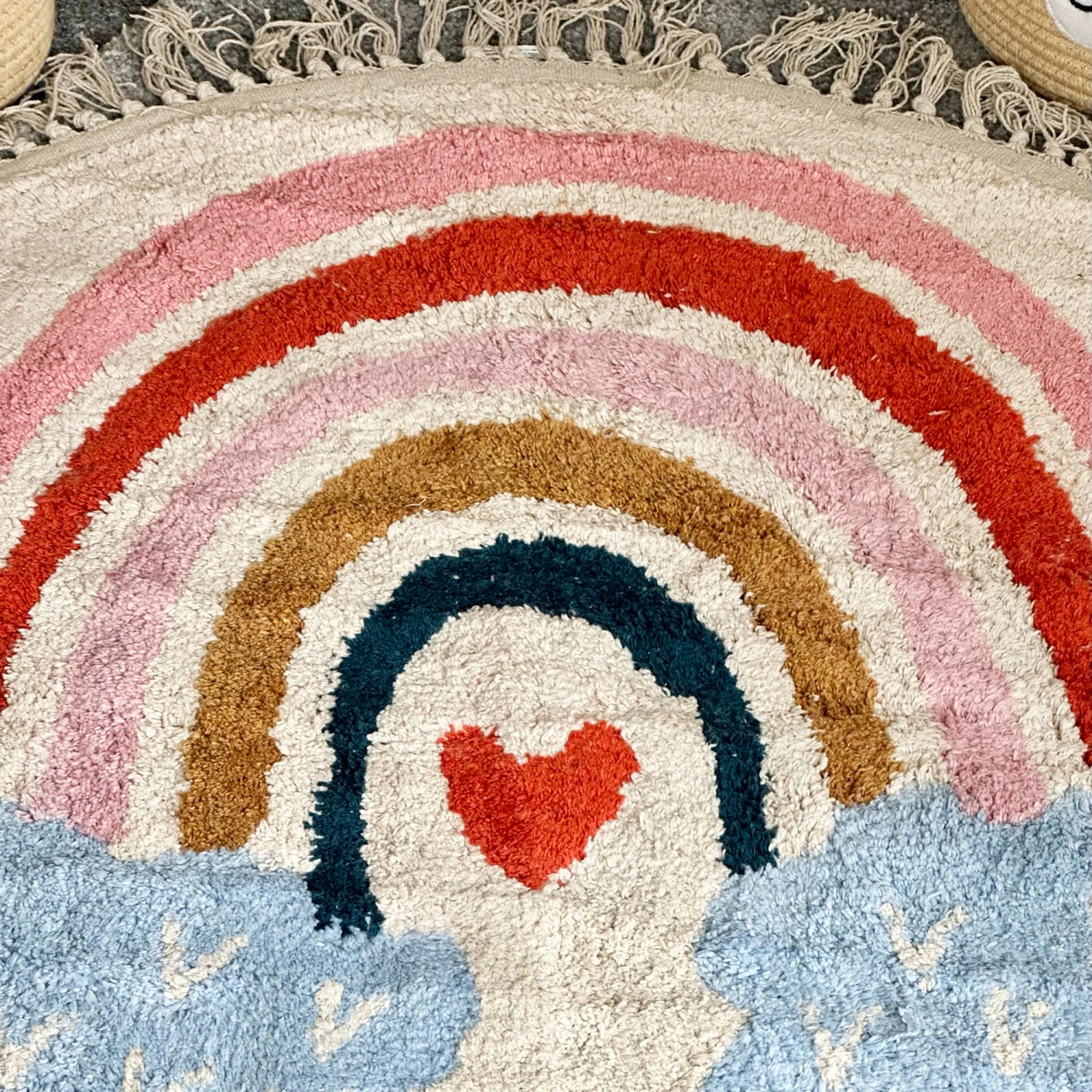 Darthome Limited Tufted Cotton Rainbow Rug With Tassels 90cm 2 Darthome Limited Tufted Cotton Rainbow Rug With Tassels 90cm - Image 2