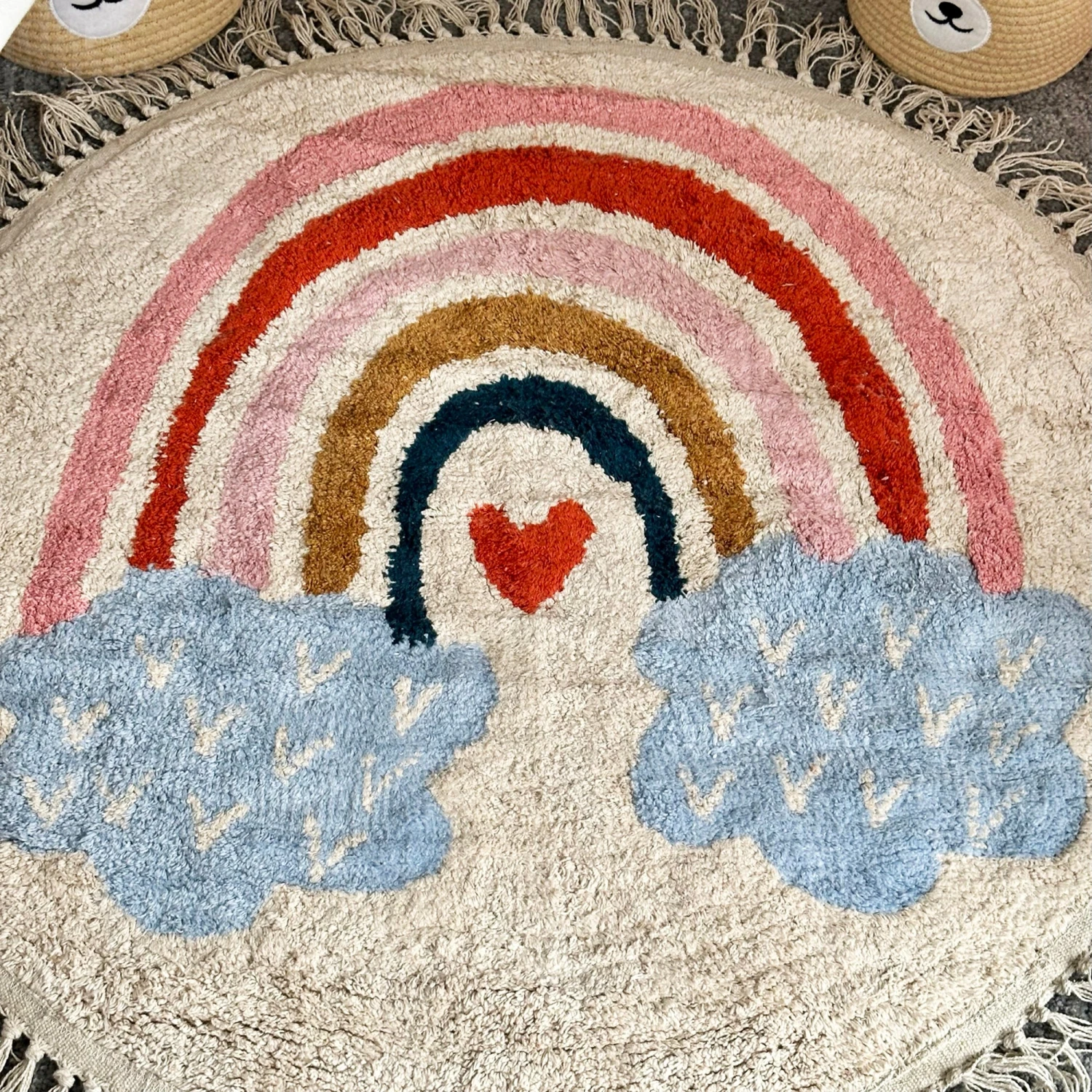 Darthome Limited Tufted Cotton Rainbow Rug With Tassels 90cm 4 Darthome Limited Tufted Cotton Rainbow Rug With Tassels 90cm - Image 4