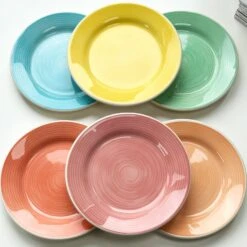 Darthome Limited Set Of 6 Stoneware Rainbow Dessert Plates