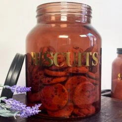 Darthome Limited Amber Glass Biscuit Storage Jar With Black Lid -Decor Garden Shop IMG 6852.JPEG edited106copy