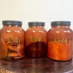 Darthome Limited Amber Glass Tea Coffee Sugar Jars -Decor Garden Shop IMG 6875.JPEG editedC