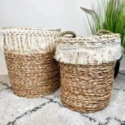 Darthome Limited Set Of 2 Woven Hessian Storage Baskets