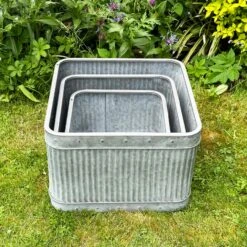 Darthome Limited Set Of 3 Galvanised Square Tub Planters -Decor Garden Shop IMG 8168 JPEG