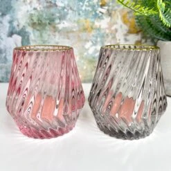 Darthome Limited Ribbed Glass Candle Holders Set Of 2