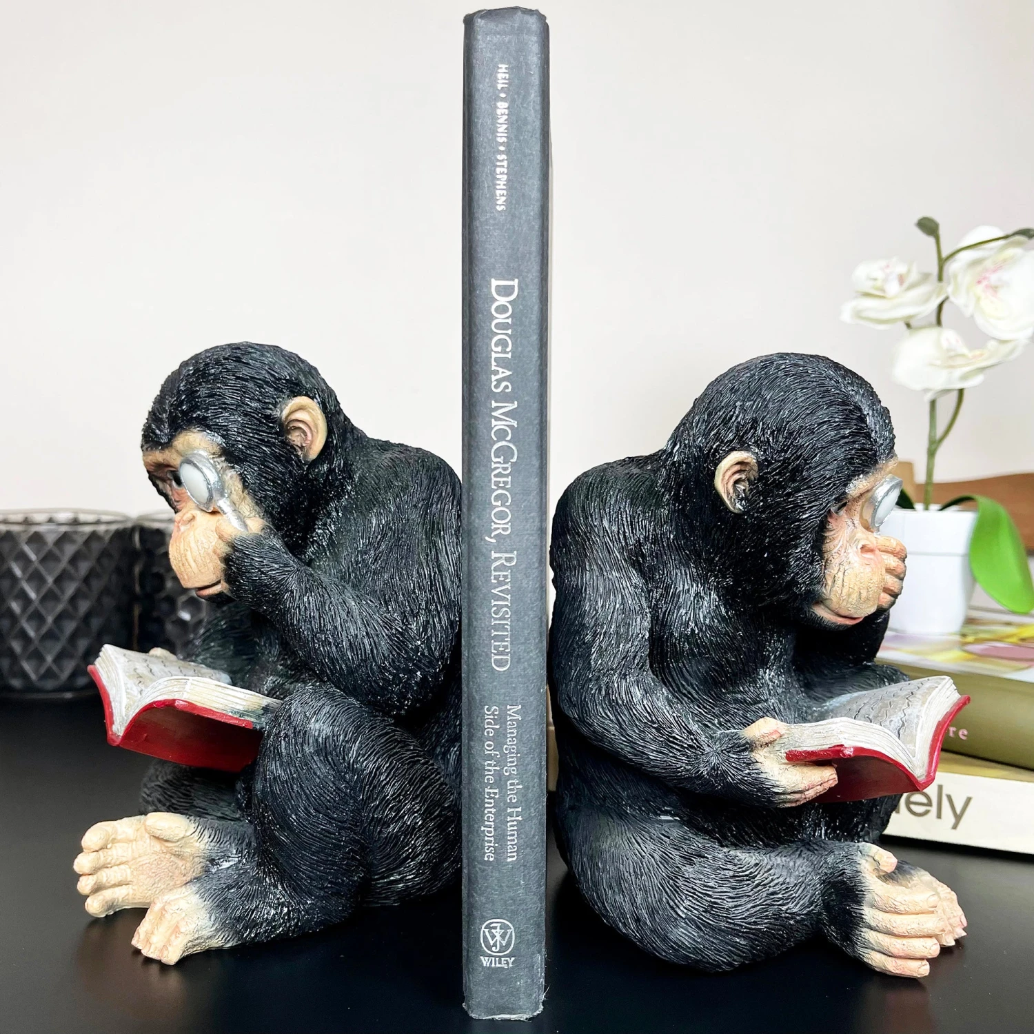 Darthome Limited Black Reading Monkey Bookends 1 Darthome Limited Black Reading Monkey Bookends