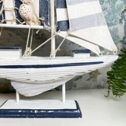 Darthome Limited Blue & White Sailing Boat Model Bathroom Ornament -Decor Garden Shop IMG E0346 edited20
