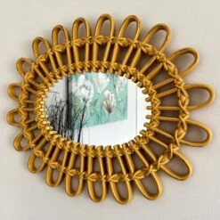 Darthome Limited Rattan Style Flower Oval Wall Mirror