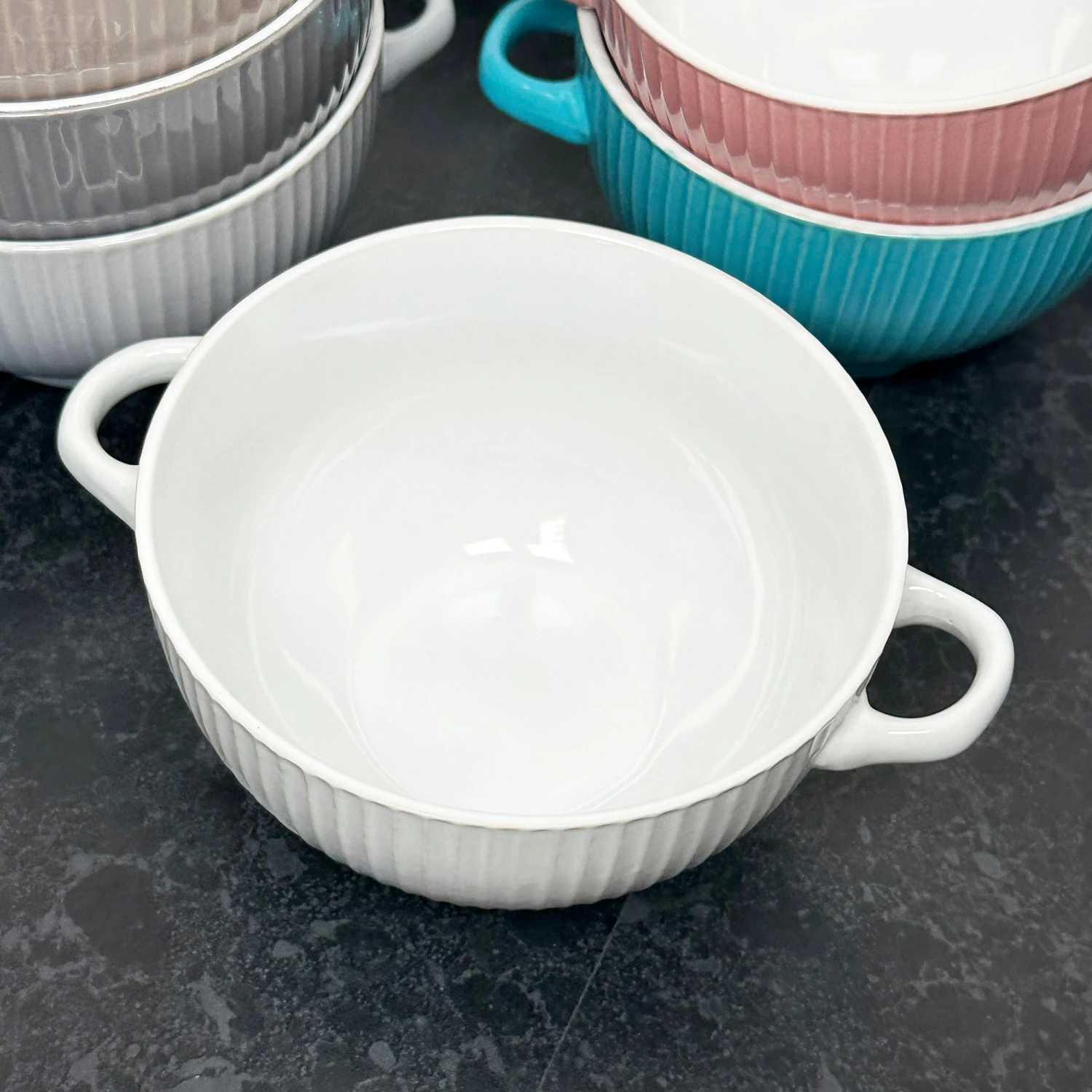 Darthome Limited Ribbed Stoneware Soup Bowls With Handles Set Of 6 12 Darthome Limited Ribbed Stoneware Soup Bowls With Handles Set Of 6 - Image 12