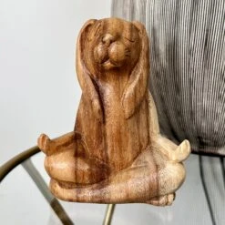 Darthome Limited Wood Lotus Pose Yoga Bunny Sculpture